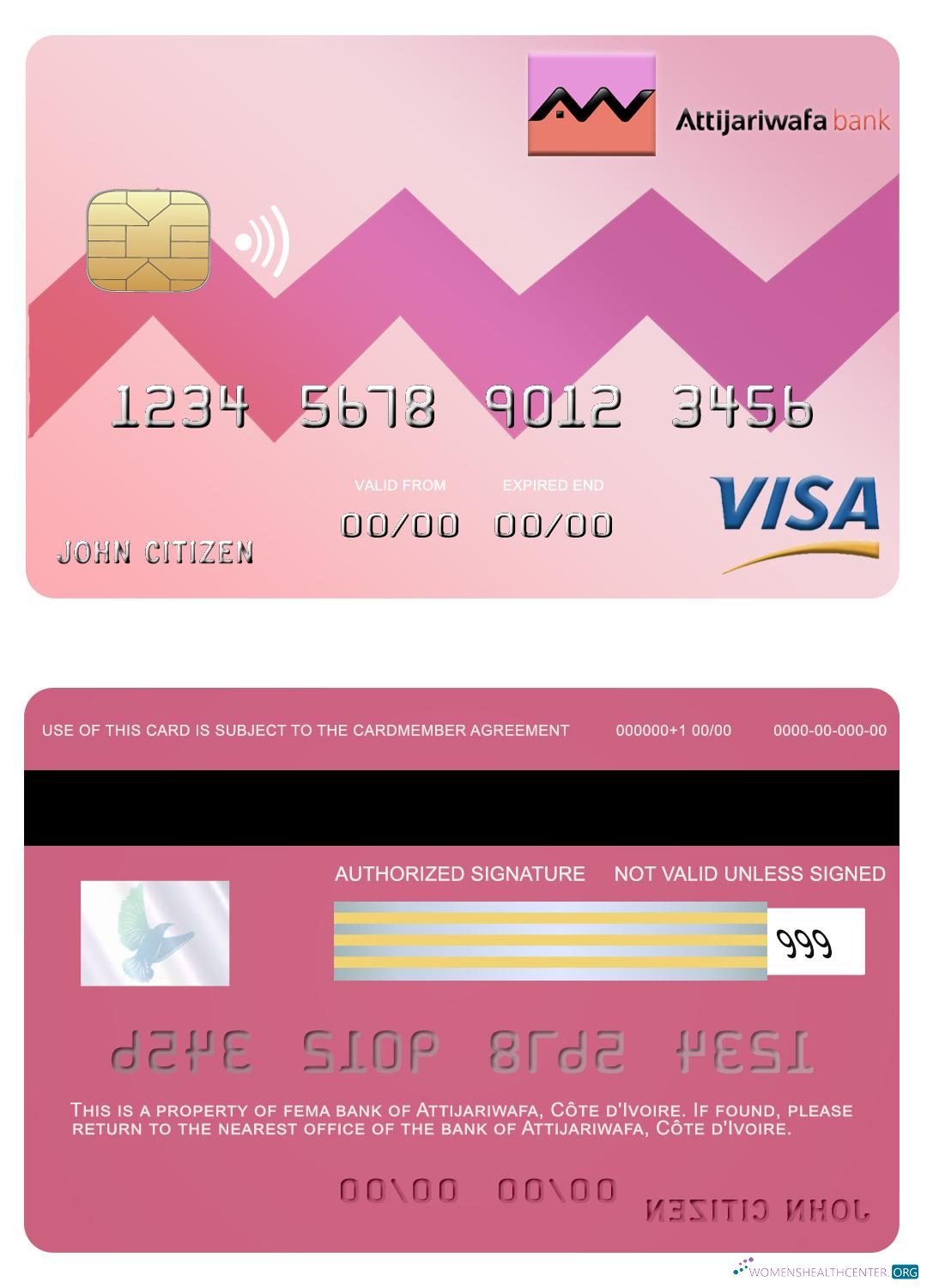 Download Côte d'Ivoire Attijariwafa bank visa card Photoshop template